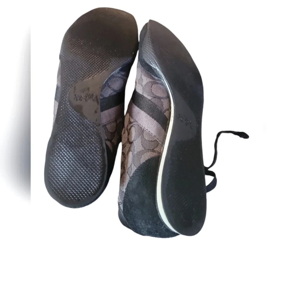 Coach Kelson Black & Gray Signature Monogram Athletic Canvas Suede Shoes 9.5 - Picture 5 of 12